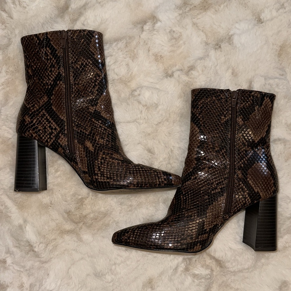 Express Snake Skin Print Booties - image 5